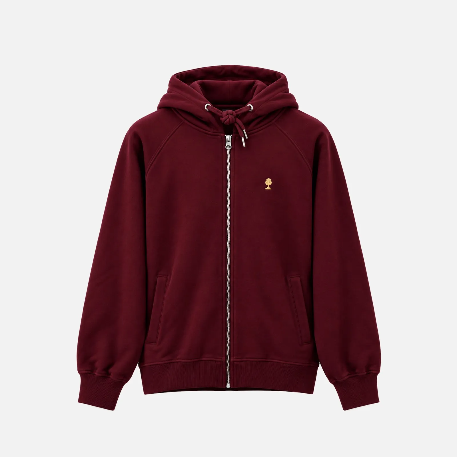 LOGO GOLD Sweatjacke in Bordeaux mit gold gestickter Zirbelnuss