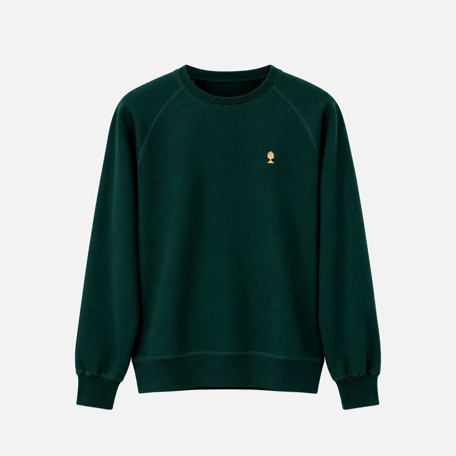 LOGO GOLD Sweatshirt in Grün mit gold gestickter Zirbelnuss