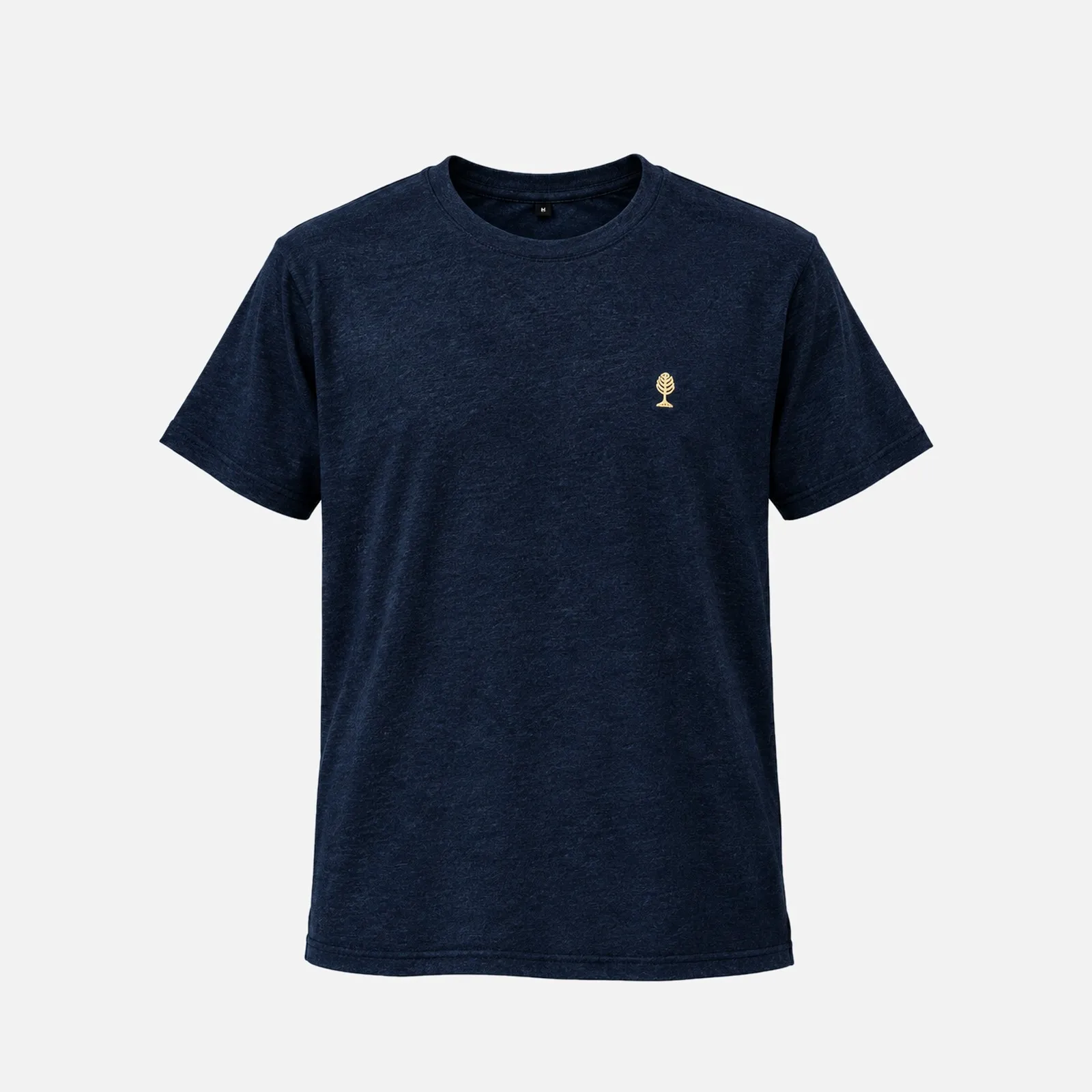 LOGO GOLD T-Shirt in Melange Black mit gold gestickter Zirbelnuss