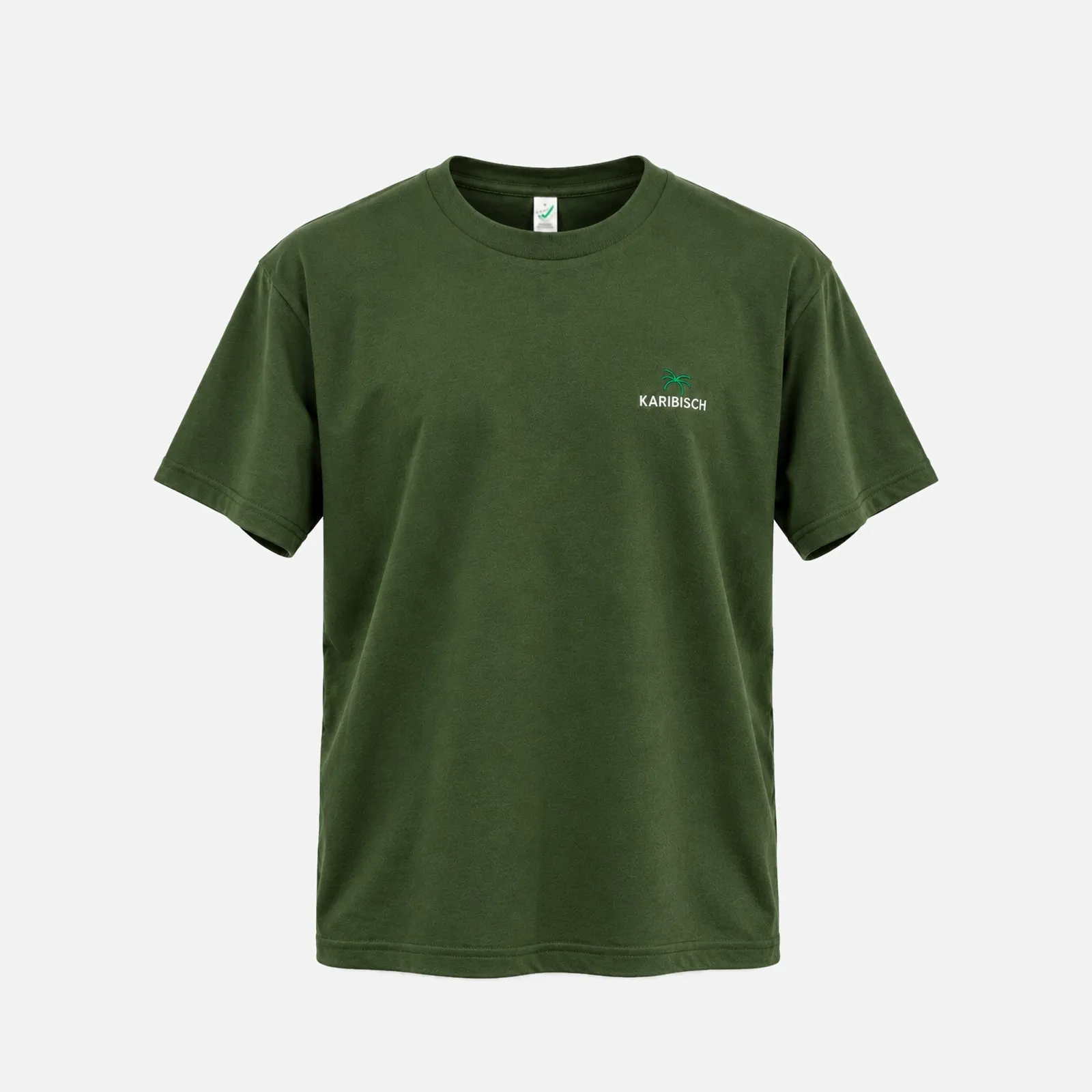 KARIBISCH T-Shirt in Oliv mit Karibisch-Stick