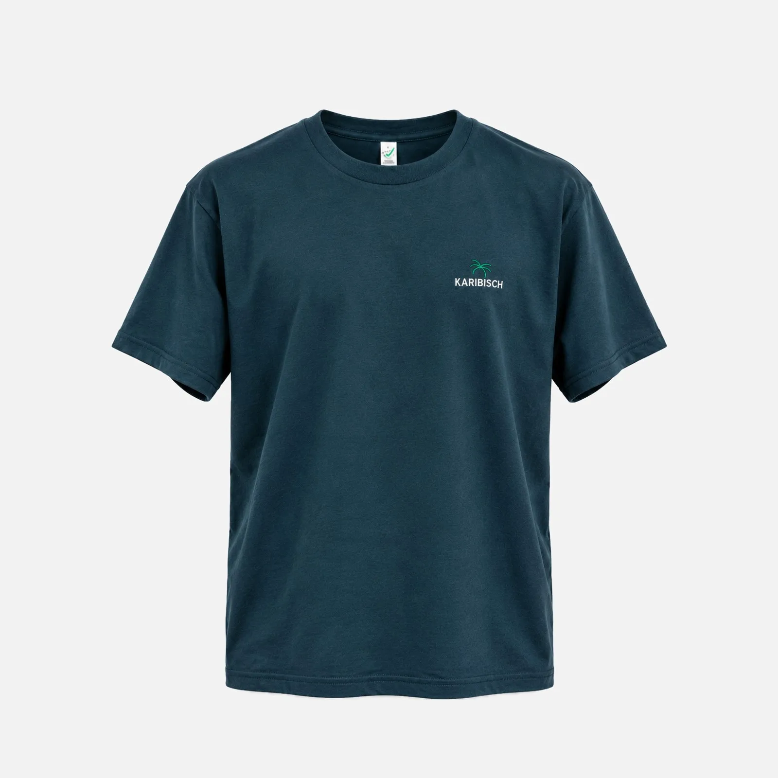 KARIBISCH T-Shirt in Petrol mit Karibisch-Stick