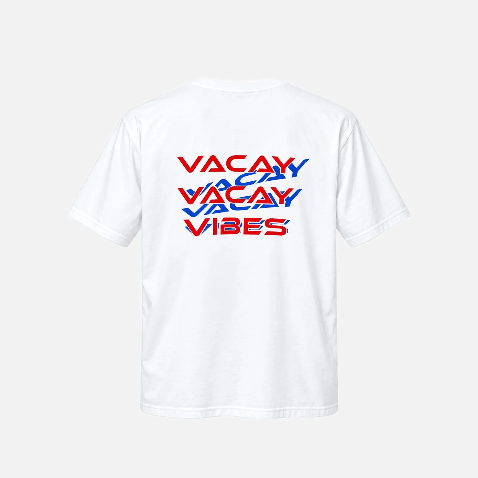 VACAY T-Shirt in Weiß, Rückenprint VACAY VIBES