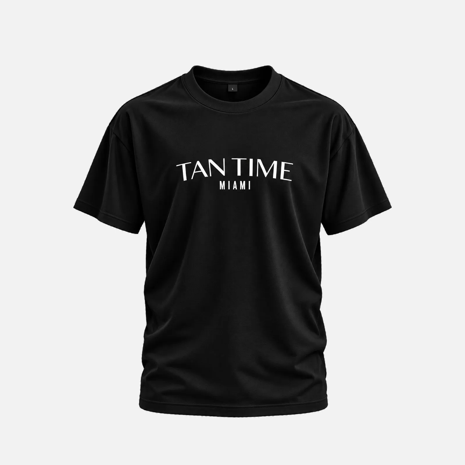 TAN TIME MIAMI T-Shirt in schwarz mit weißem Print