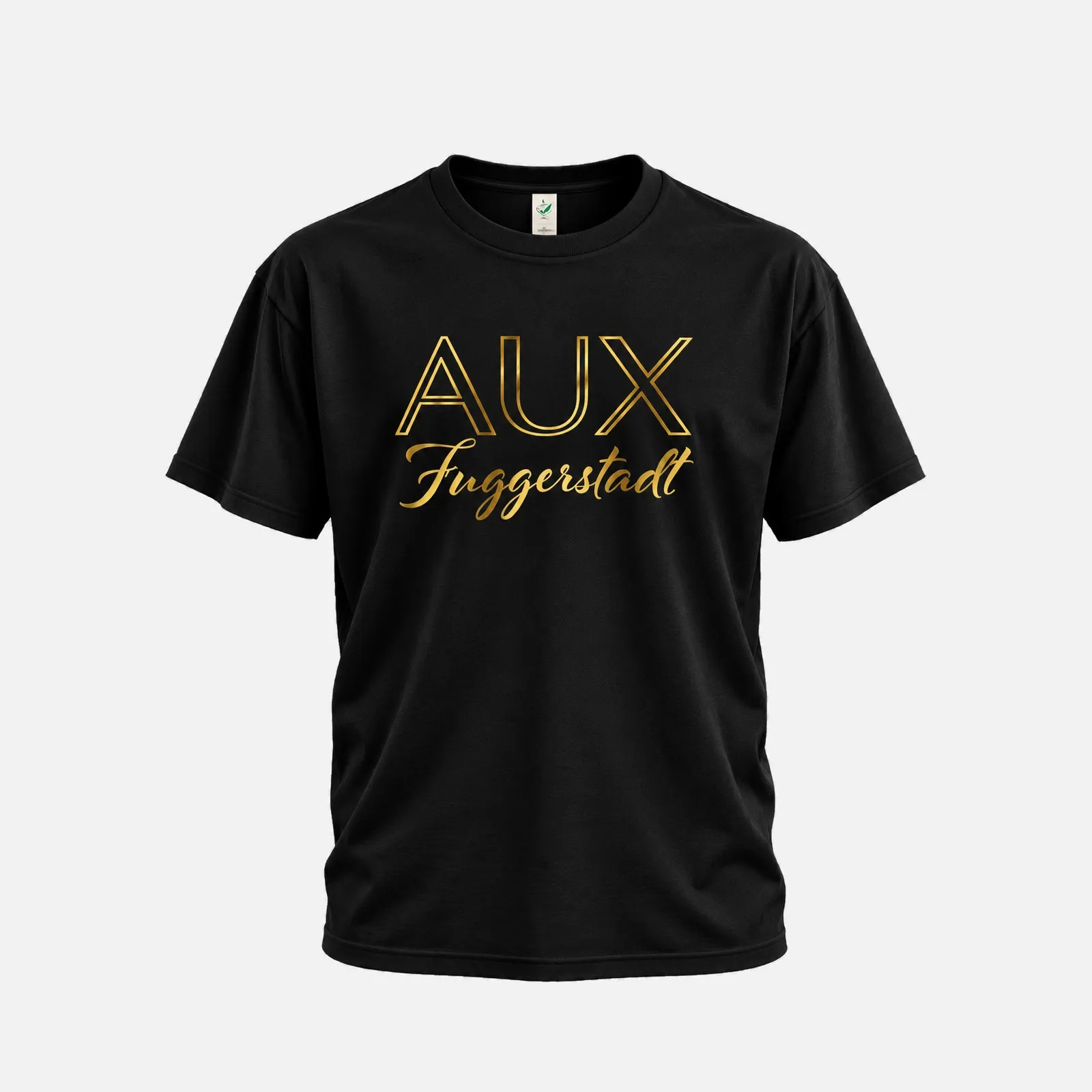 AUX Fuggerstadt T-Shirt in schwarz mit goldenem Schriftzug