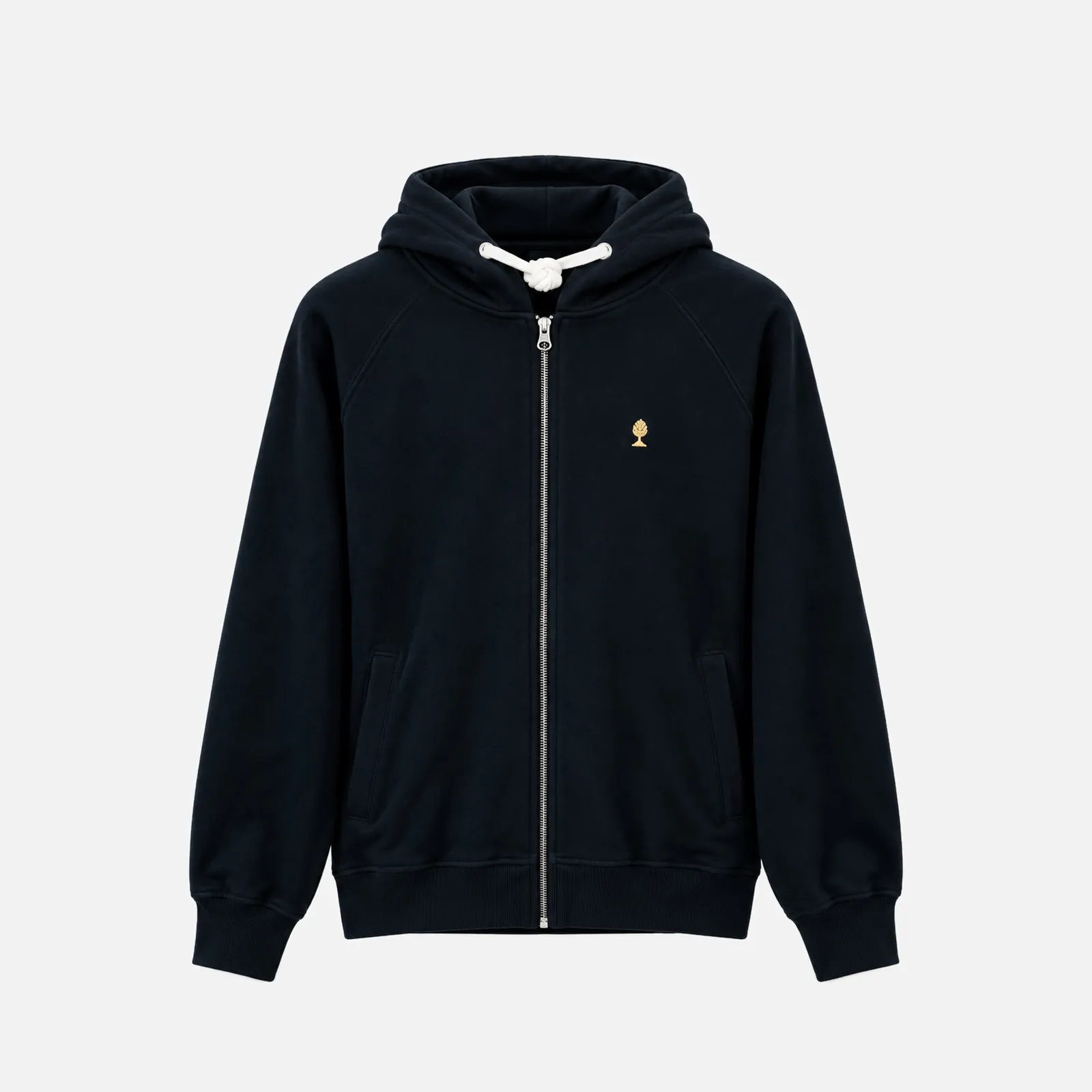 LOGO GOLD Sweatjacke in Schwarz mit gold gestickter Zirbelnuss